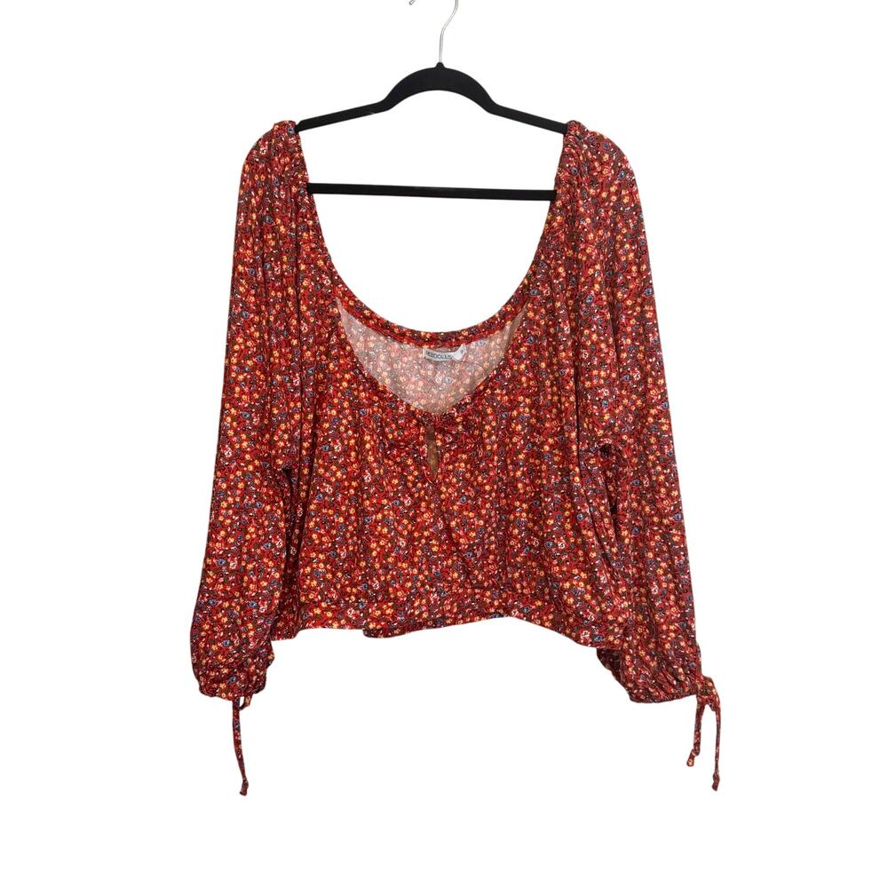 REBDOLLS Floral Top Womens 5X Red Ditsy Romantic Feminine Boho Coquette NWOT